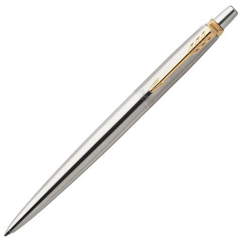 Ручка шариковая Parker Jotter Core Stainless Steel GT корпус серебристый позолоченный узел 0,7 мм. Синяя