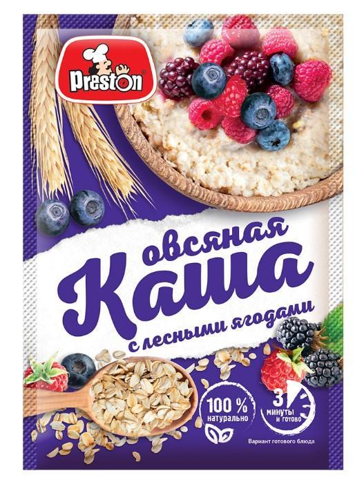 Каша Preston овсяная с лесными ягодами быстрого приготовления 37 гр., саше