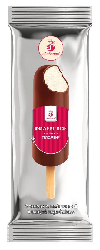 Мороженое эскимо Филевское ванильный в шоколадной глазури круглое 80 гр., флоу-пак