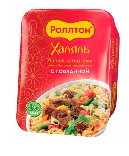 Лапша Роллтон лагманная халяль говядина 90 гр., лоток