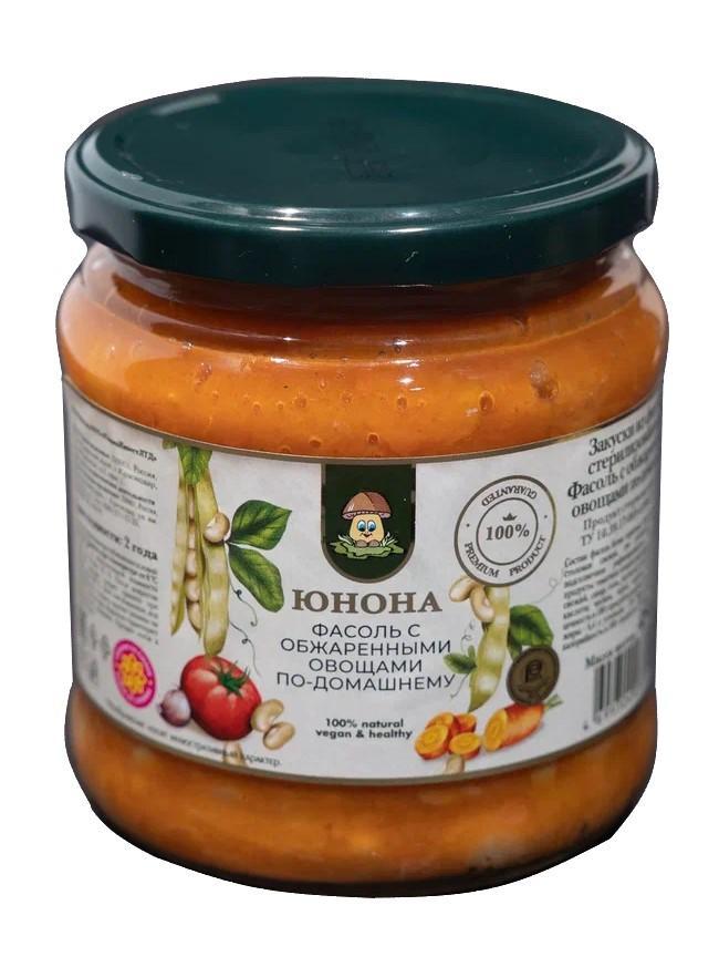 Фасоль с обжаренными овощами по-домашнему Юнона 480 гр., стекло