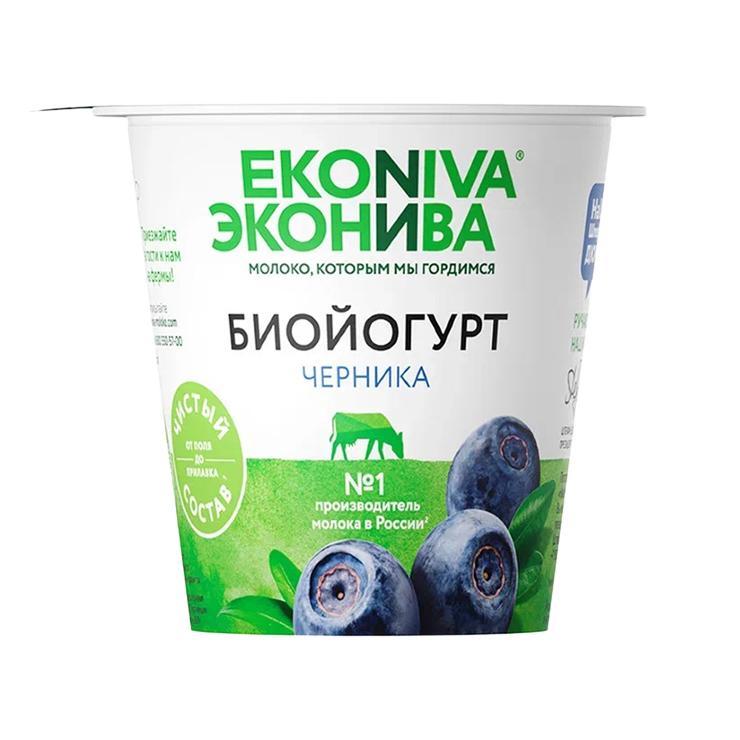 Биойогурт вязкий 2,8% ЭкоНива Черника, 125 гр., картонный стакан