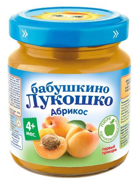 Пюре абрикос с 4 месяцев Бабушкино лукошко, 100 гр., стекло