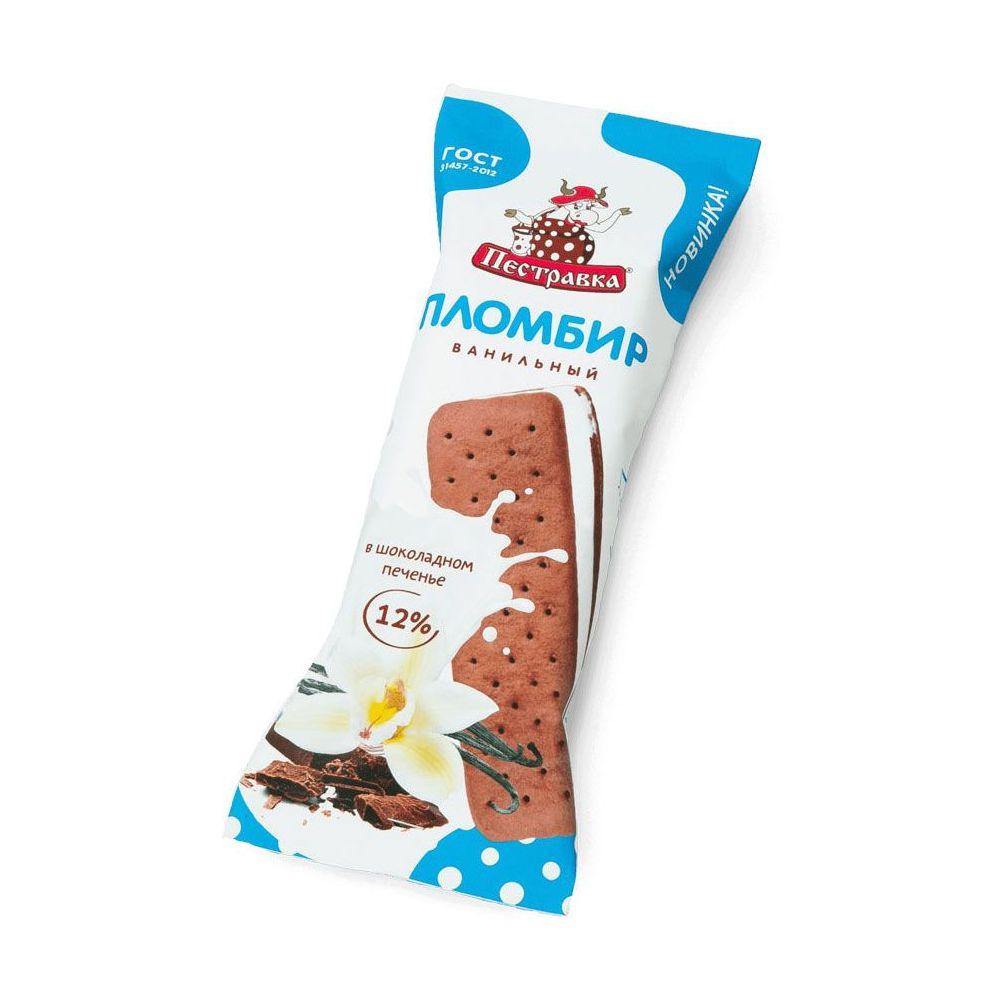 Мороженое Пестравка сэндвич крем брюле в сахарном печенье 76 гр., флоу-пак