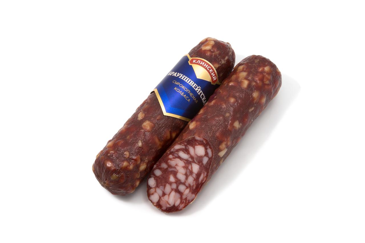 Колбаса Клинский МК мясокомбинат Брауншвейгская сырокопченая, 300 гр., оболочка