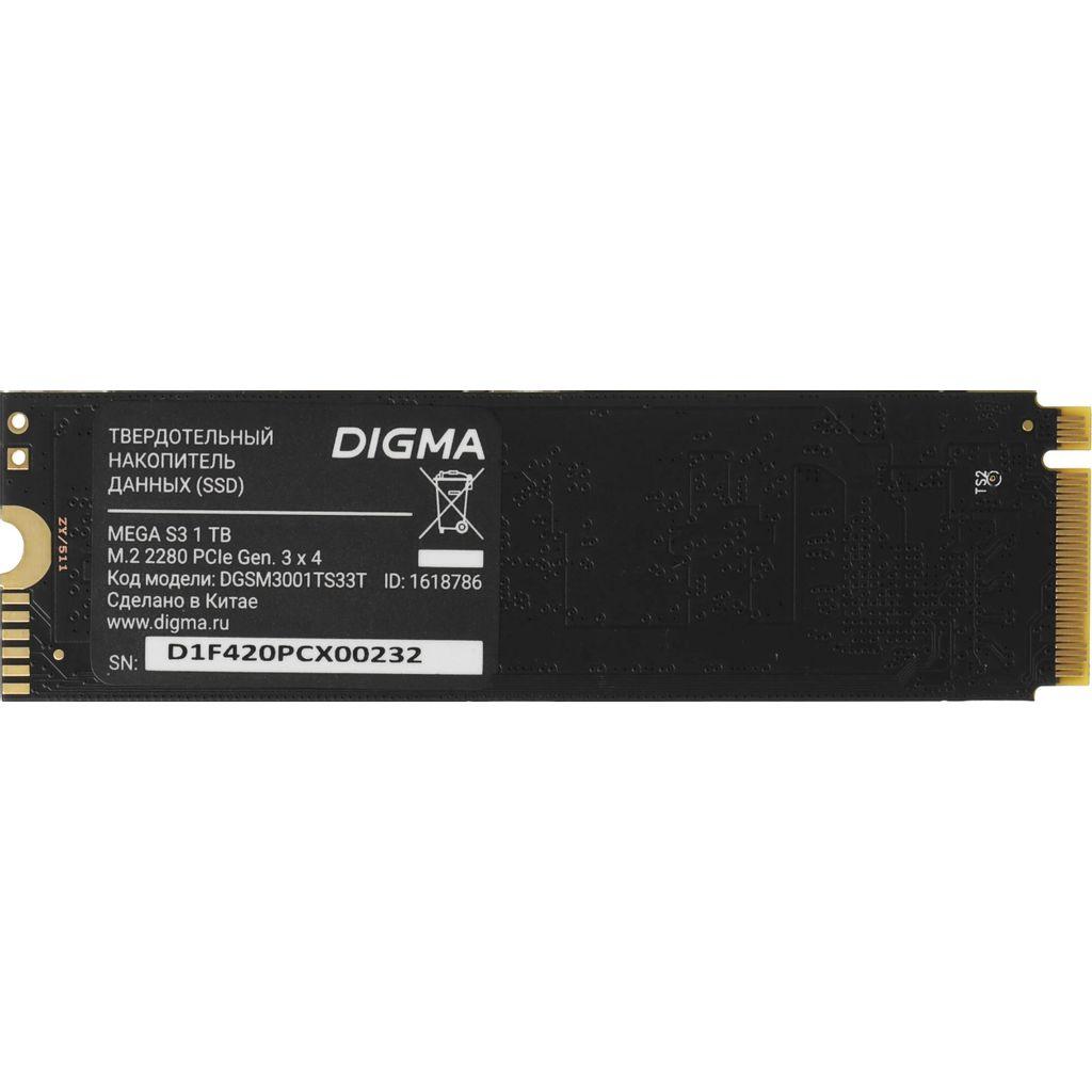 1ТБ SSD накопитель Digma Mega S3 DGSM3001TS33T M.2 2280, PCIe 3.0 x4, NVMe, M.2, rtl