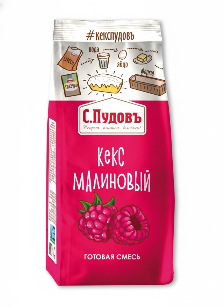 Смесь для выпечки С.Пудовъ кекс малиновый 300 гр., флоу-пак