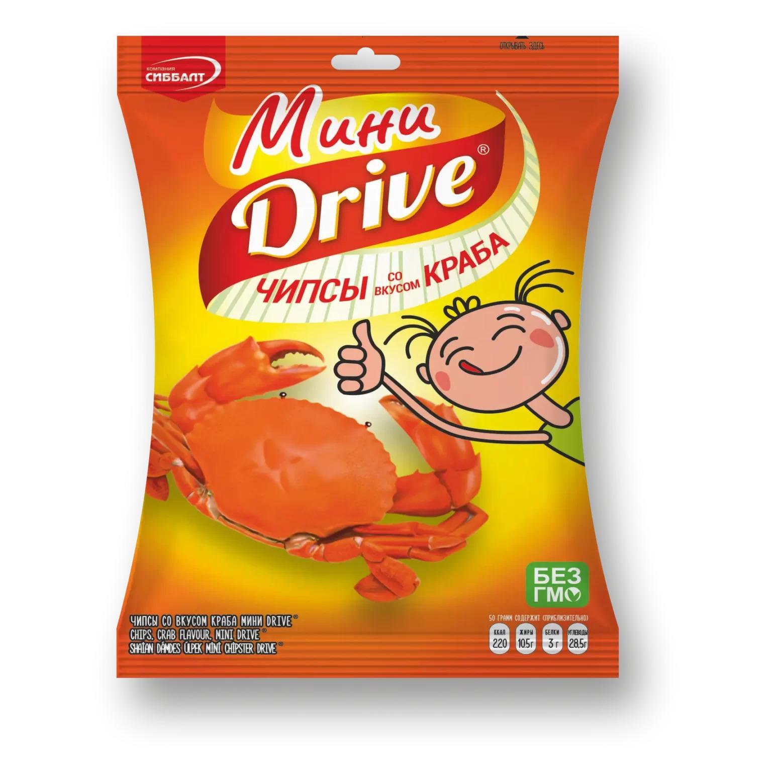 Чипсы Drive краб 55 гр., флоу-пак