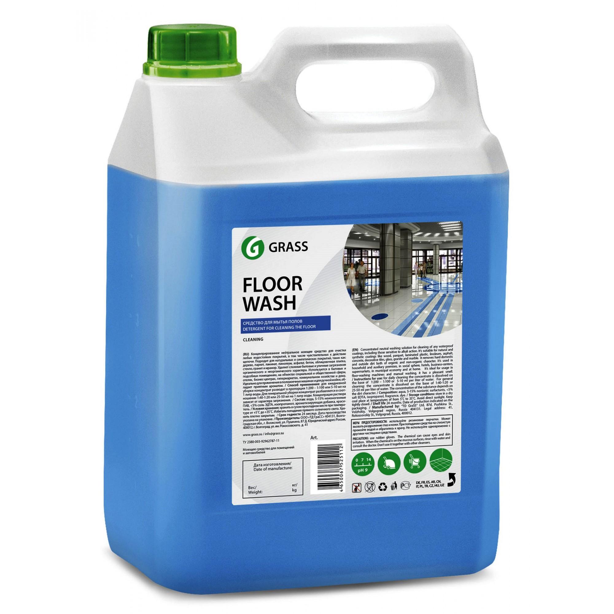 Средство для мытья пола Floor Wash Professional концентрат 4 шт/кор Россия 125195 5,1 л., канистра