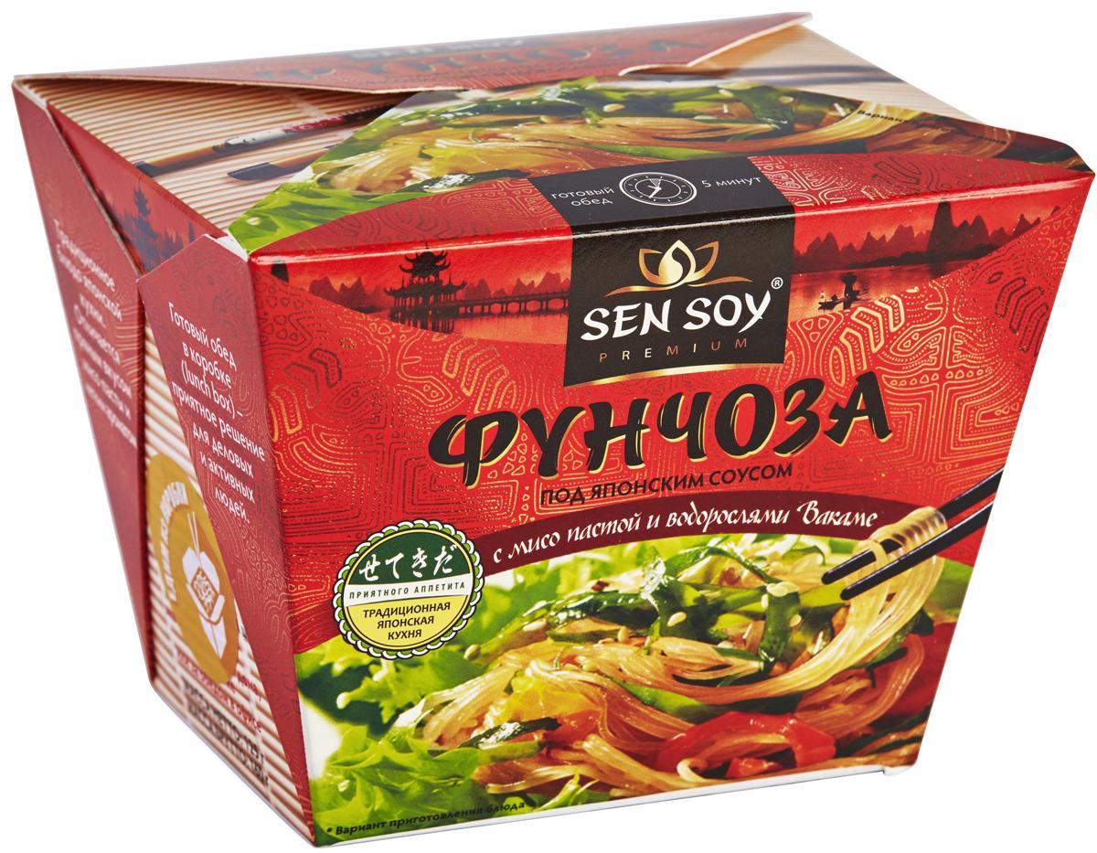 Вермишель Sen Soy фунчоза под японским соусом с мисо-пастой и водорослями вакаме 125 гр., стакан