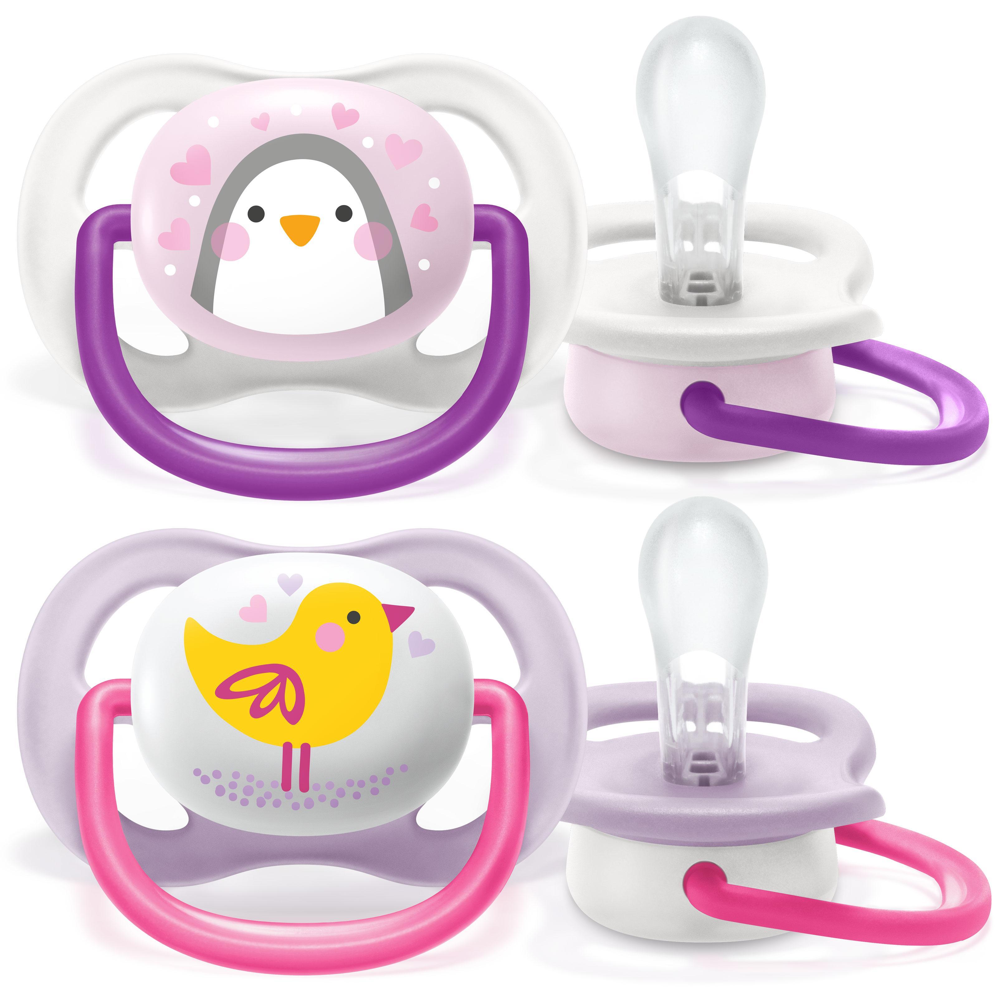 Пустышка силиконовая Philips Avent ultra air SCF080/06 с футляром, 2 шт, 0–6 мес., ПЭТ