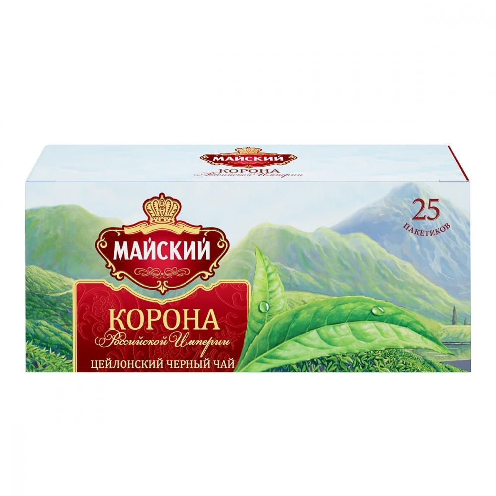 Чай Майский Корона Российской Империи черный 25 пакетиков 50 гр., картон
