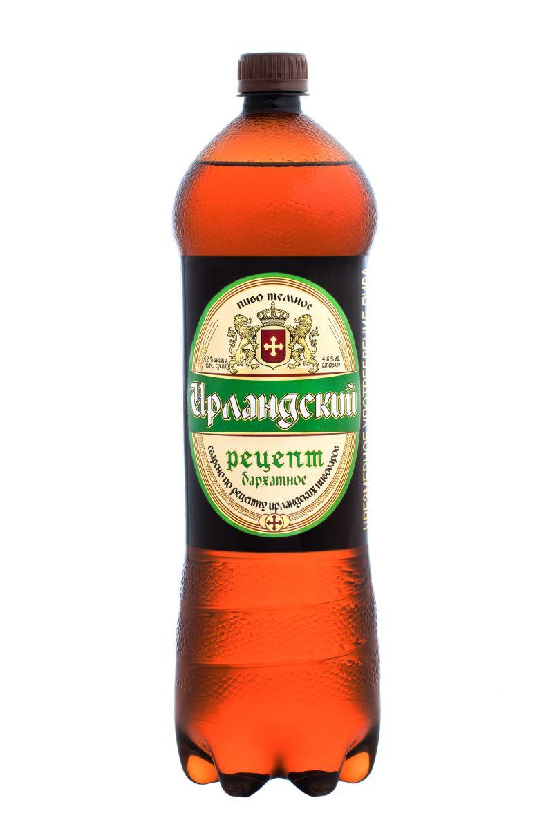 Пиво Липецкпиво Ирландский Рецепт бархатное темное фильтрованное пастеризованное 4,6% 1,3 л., ПЭТ