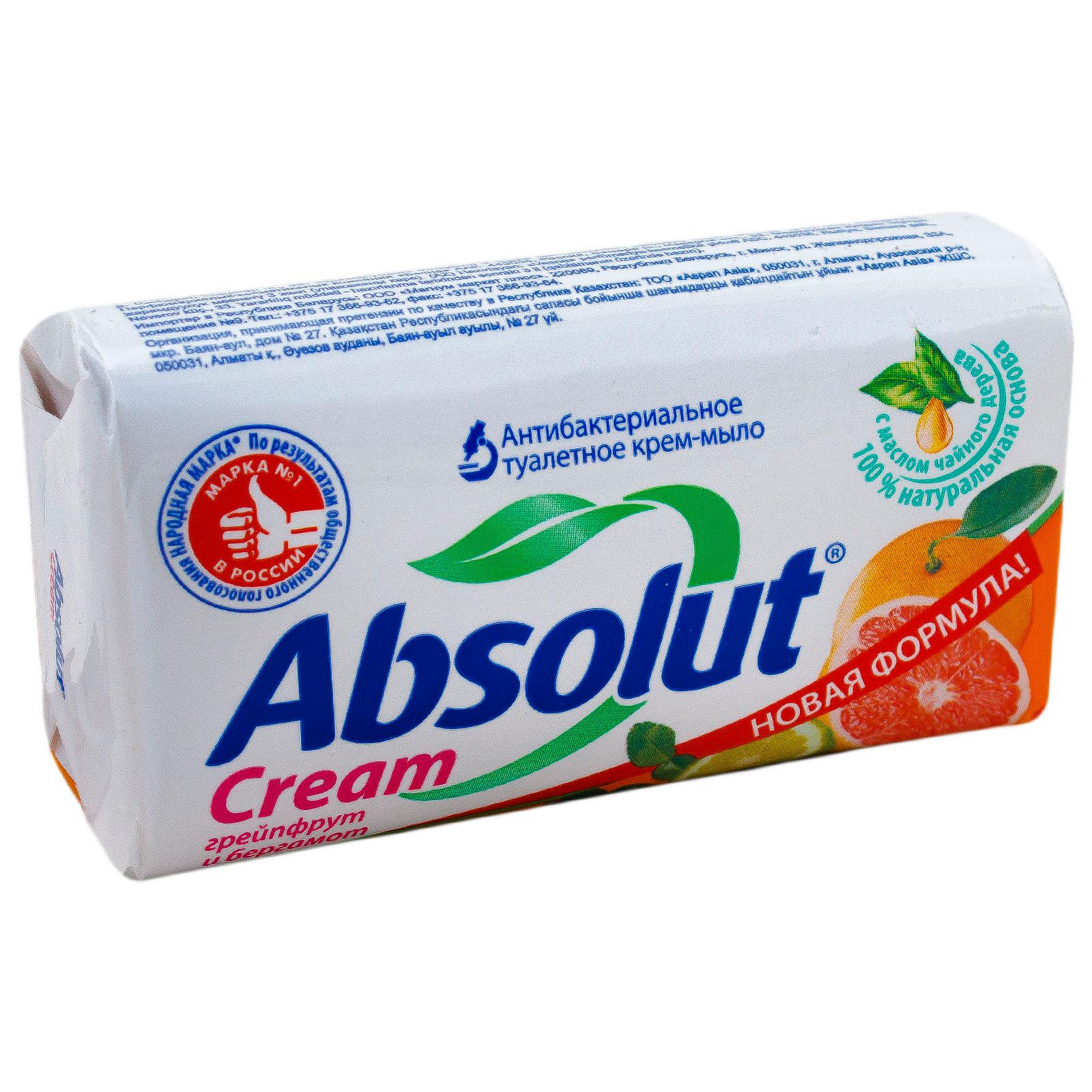 Крем-мыло Absolut Cream Грейпфрут и бергамот антибактериальное 90 гр., бумага