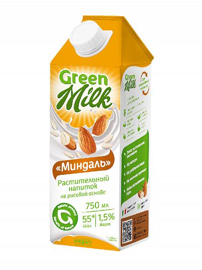 Напиток растительный Green Milk Миндаль на рисовой основе, 750 мл., тетра-пак
