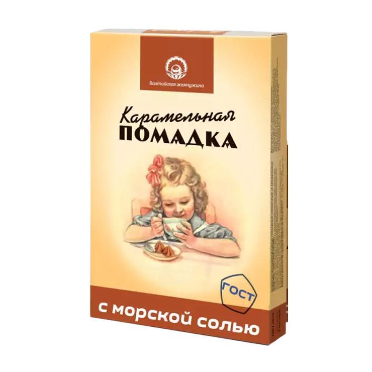 Конфеты Балтийская жемчужина помадка с карамелью и морской солью 150 гр., картон