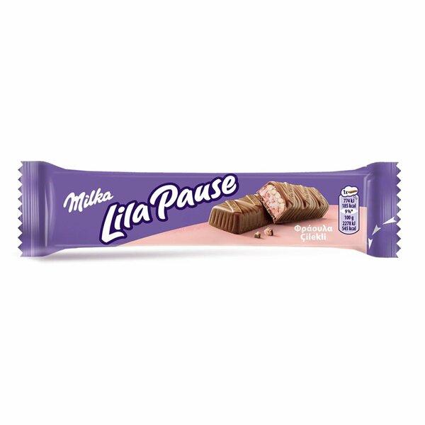 Батончик шоколадный Milka Strawberry Lila Pause 34 гр., флоу-пак