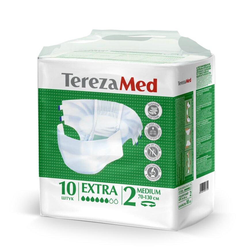 Подгузники для взрослых на липучках TerezaMed одноразовые Extra Medium (№2) 10 шт., флоу-пак