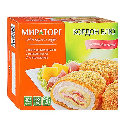 Кордон блю Мираторг с ветчиной и сыром, 405 гр, картон