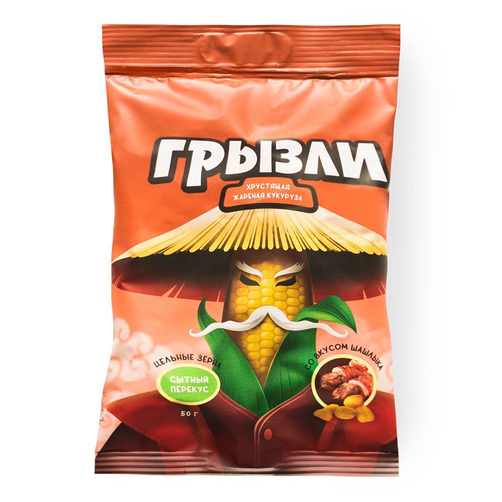 Кукуруза Грызли жареная со вкусом шашлыка 50 гр., флоу-пак