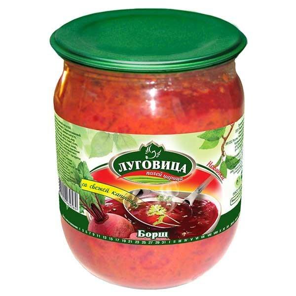 Борщ Луговица со свежей капустой 500 гр., стекло