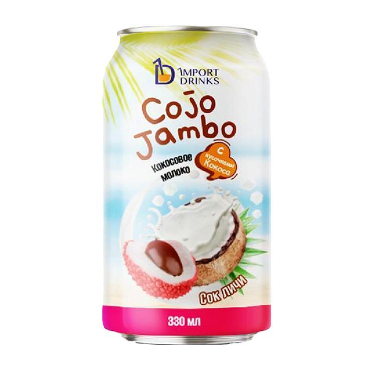 Напиток сокосодержащий COJO JAMBO кокосовое молоко с кусочками кокосовой мякоти личи Вьетнам 330 мл., ж/б