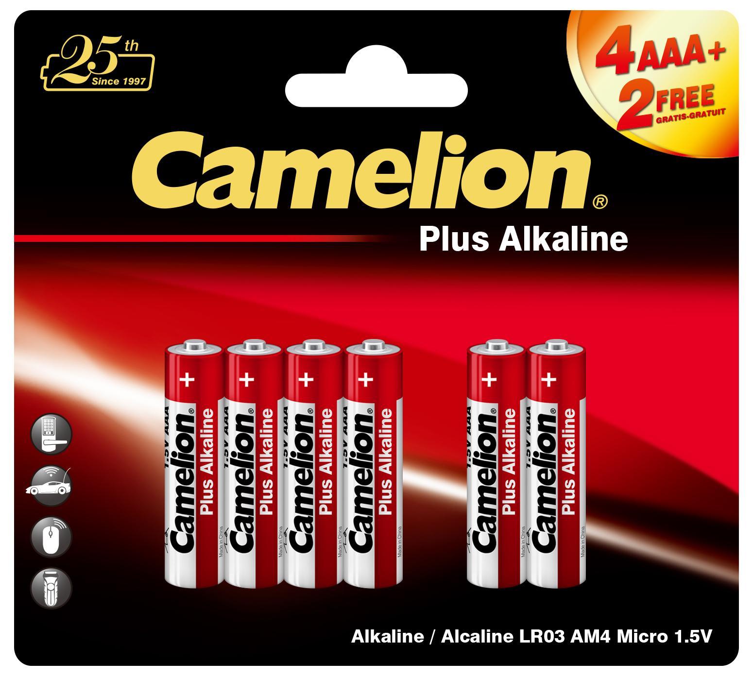 Батарейка Camelion LR03-BP PlusAlkaline 4+2 1.5В 6шт, блистер
