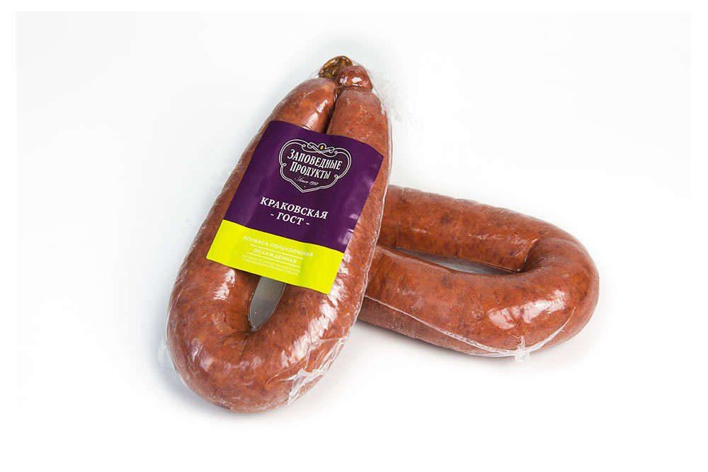 Колбаса полукопченая Заповедные продукты краковская оригинальная 300 гр., в/у