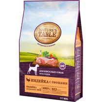 Nature's Table Сухой корм для собак индейка с овощами 800г