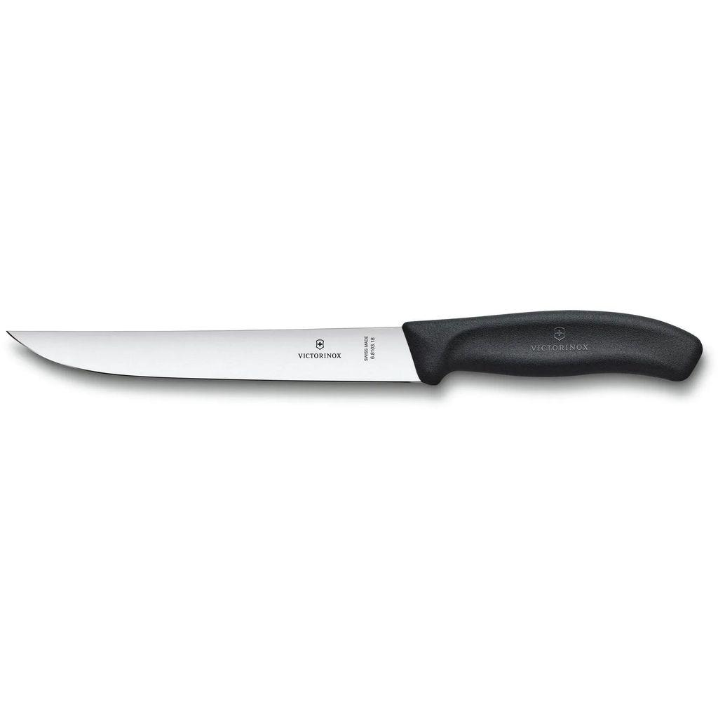 Нож кухонный Victorinox Swiss Classic, разделочный, 180мм, заточка прямая, стальной, черный [6.8103.18b]