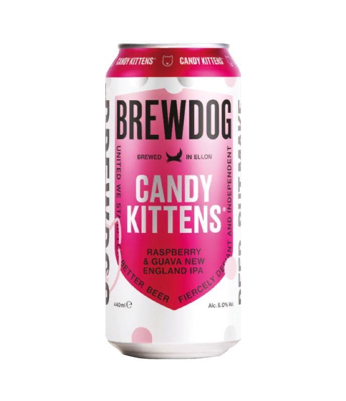 Пиво Brewdog Candy Kittens Raspberry & Guava NEIPA розовое нефильтрованное непастеризованное со вкусом малины и гуавы 6% 440 мл., ж/б