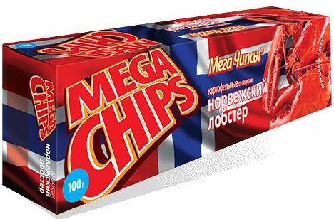Чипсы Mega Chips норвежский лобстер 100 гр., картон