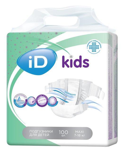 Подгузники ID Kids Maxi (7-18 кг.) 100 шт., пакет