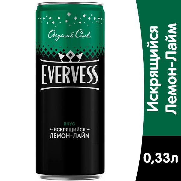 Напиток сильногазированный Evervess Искрящийся Лемон-Лайм 330 мл., ж/б