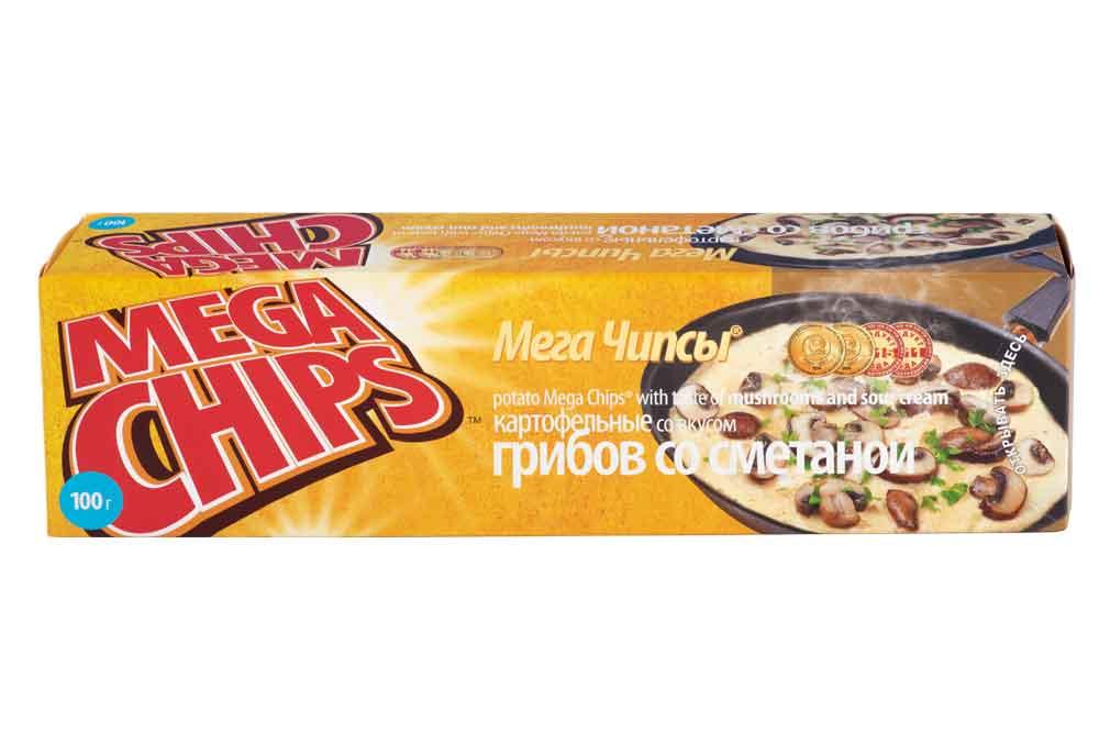 Чипсы Mega Chips грибы со сметаной 100 гр., картон