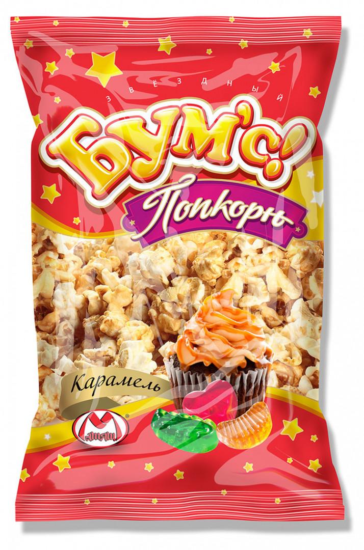 Кукуруза воздушная Звездный Бум'с попкорн Карамель 80 гр., флоу-пак