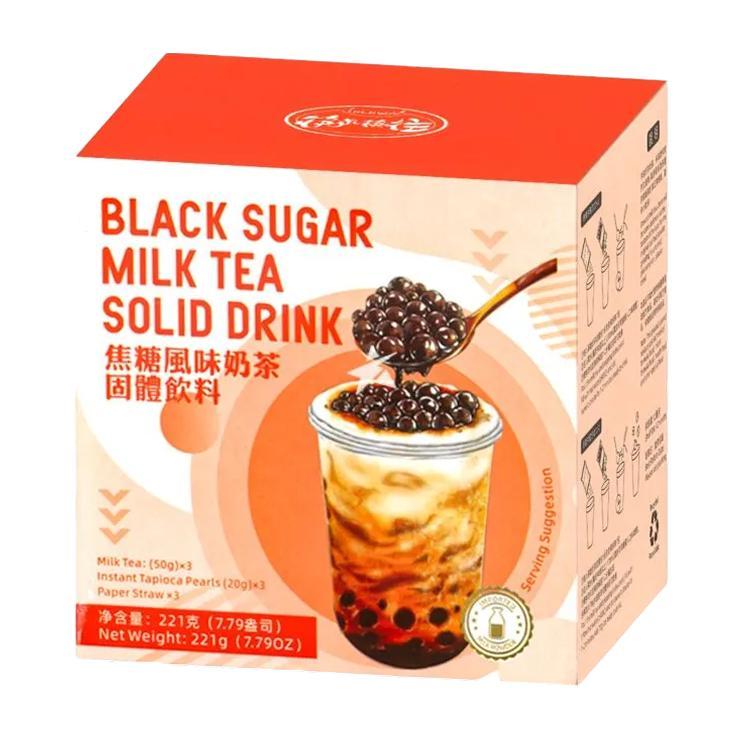 Напиток молочный KLKW bubble tea black sugar milk tea со вкусом карамели 221 гр., картон