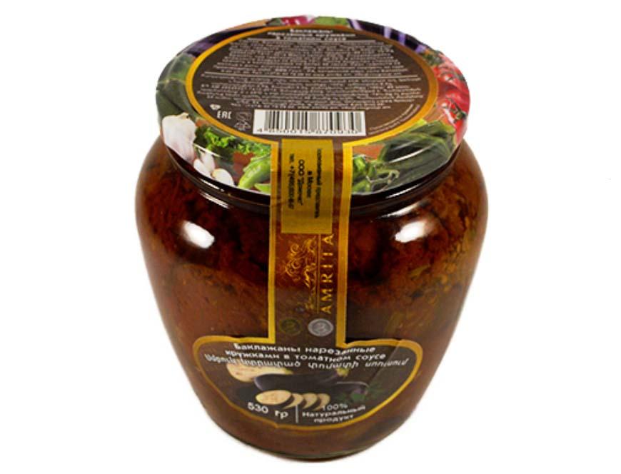 Баклажаны Amrita обжаренные с чесноком 550 гр., стекло