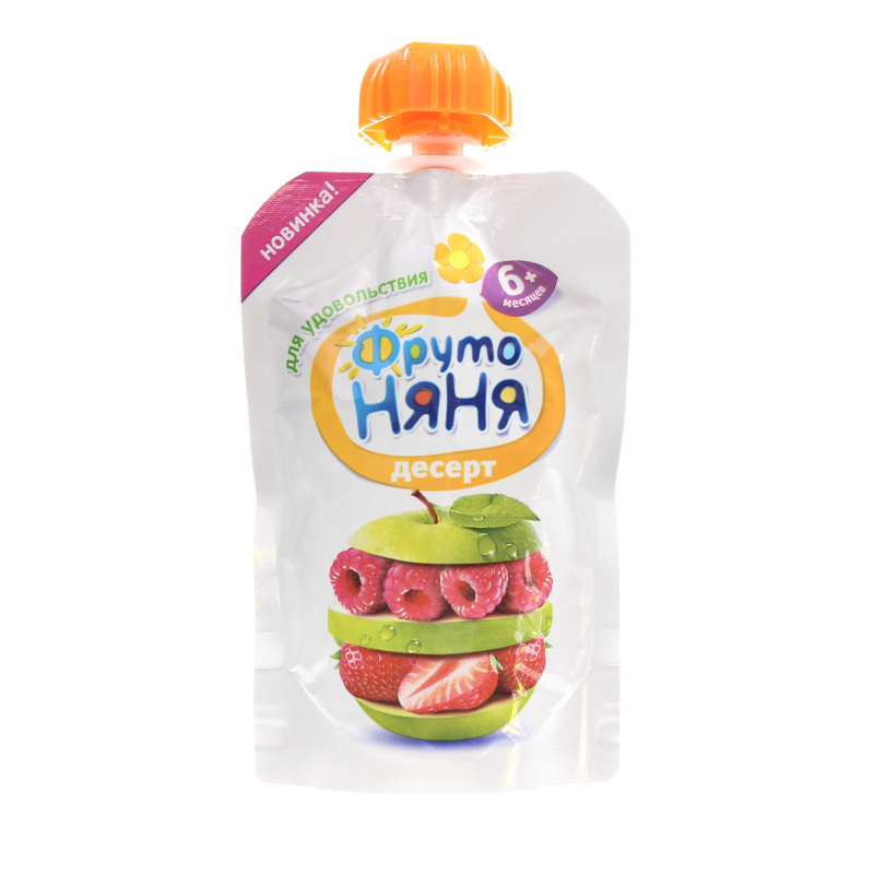 Десерт Фруто Няня яблоко-клубника-малина с 6 месяцев 90 гр., пауч