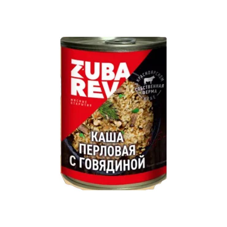 Каша ZUBAREV перловая с говядиной 340 гр., ж/б