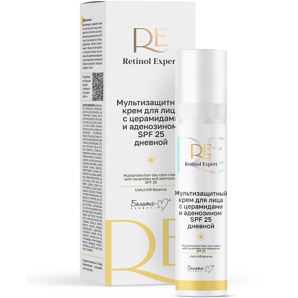 Крем для лица Белита-М Retinol Expert мультизащитный с церамидами и аденозином SPF 25 дневной 50 мл., картон
