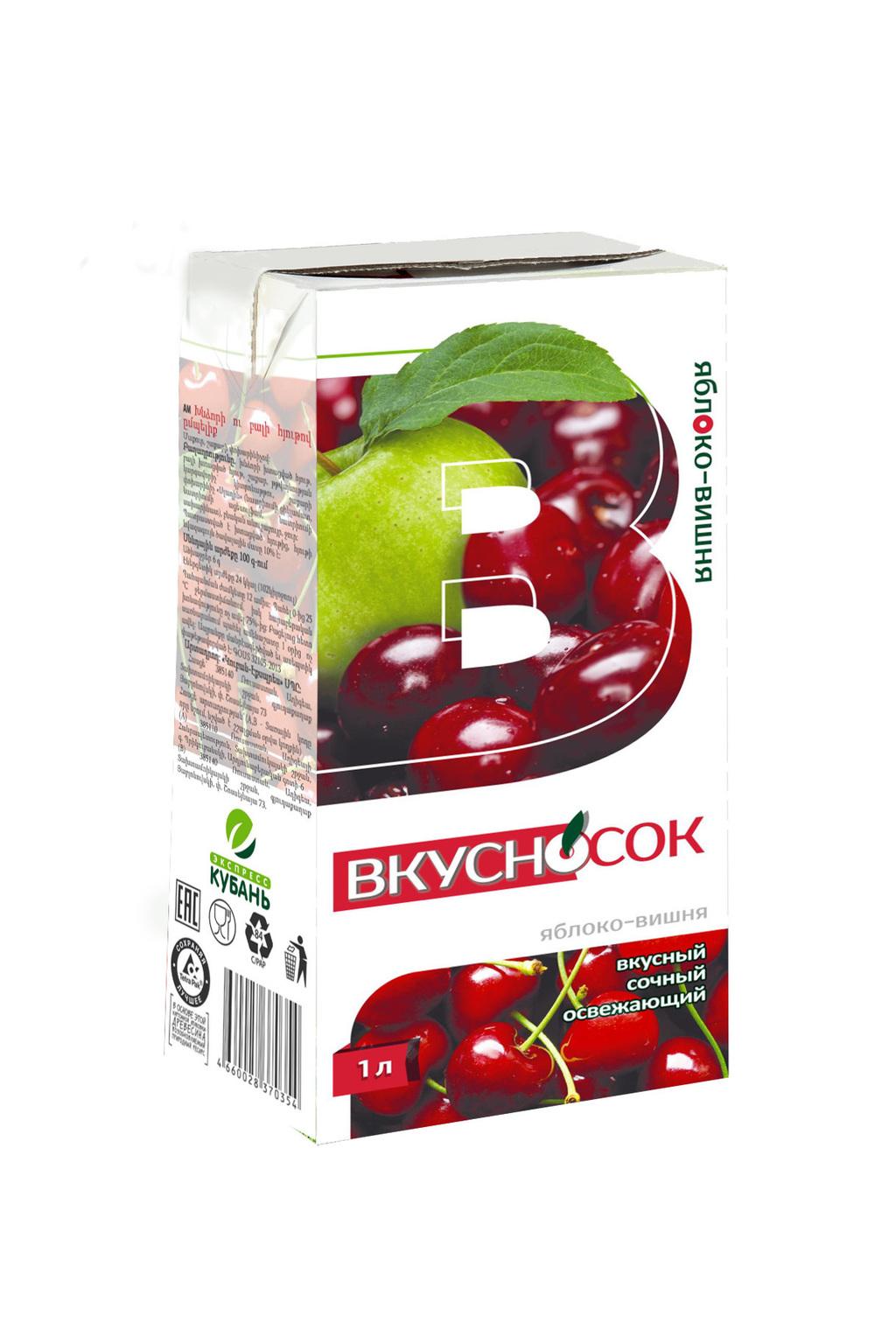 Напиток ВкусноСок Сокосодержащий Яблоко-вишня