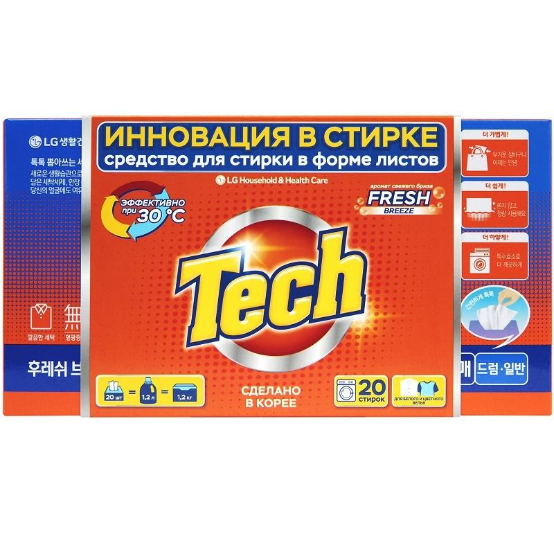 Средство для стирки Tech в листах fresh breeze 20 шт., картон