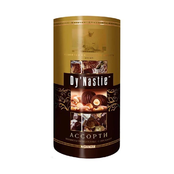 Конфеты Dy'Nastie шоколадные ассорти с орехами 260 гр., туба