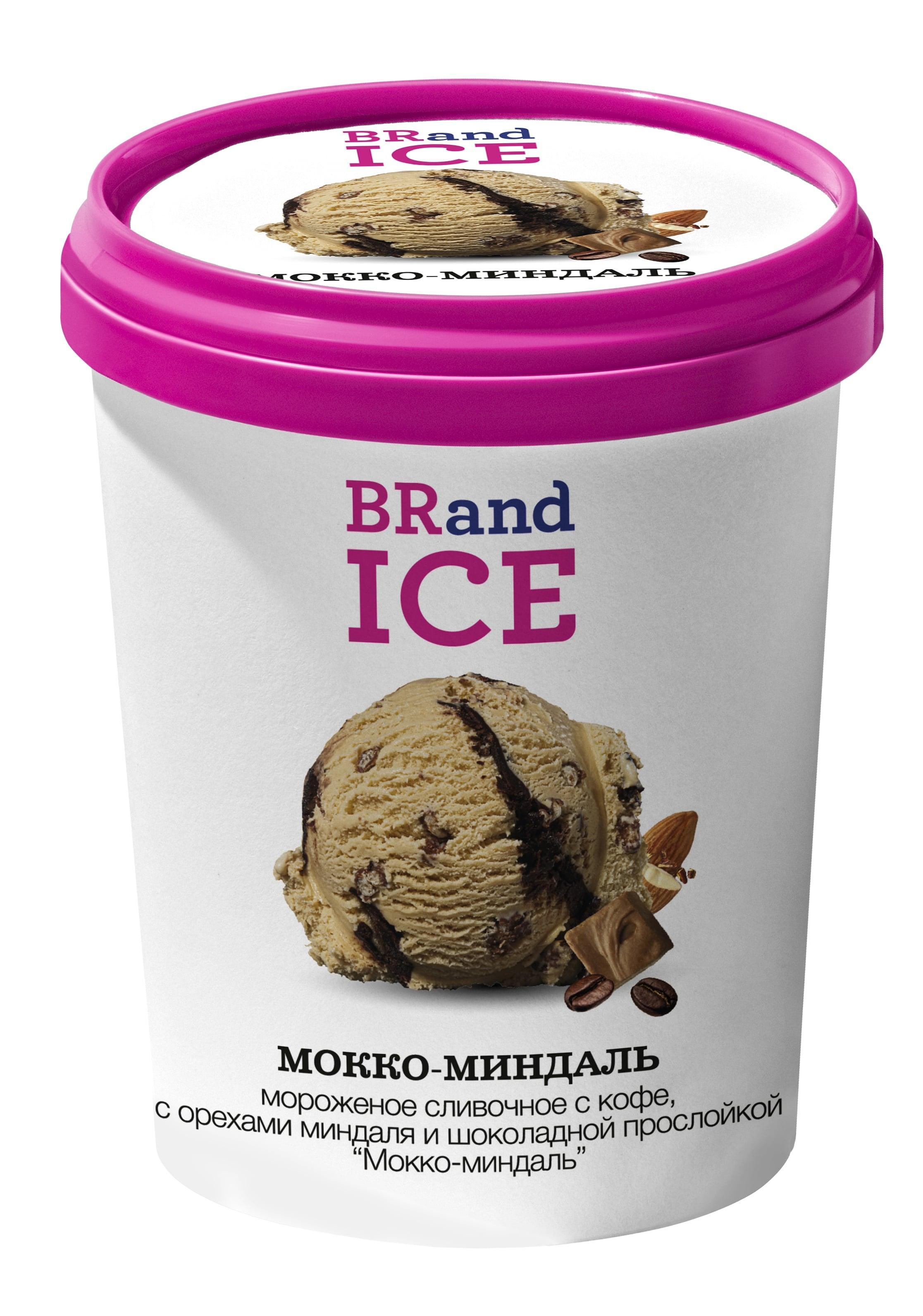 Мороженое пломбир BRandICE кварта мокко-миндаль 1 л, ПЭТ
