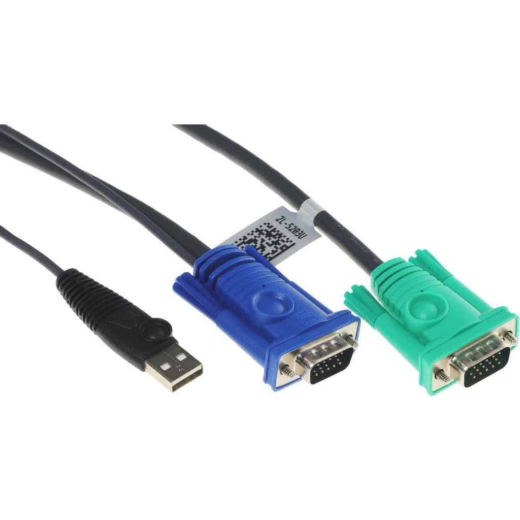 Кабель ATEN 2L-5203U, VGA (m) (прямой) - VGA (m) (прямой), круглое, 3м, черный