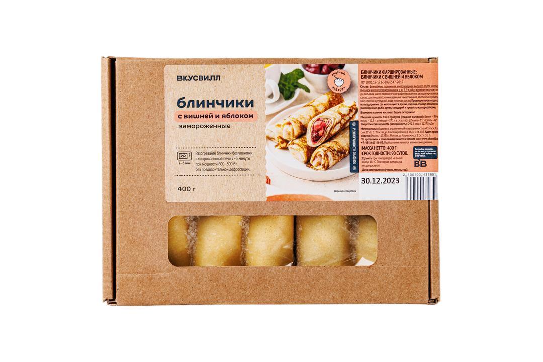 Блинчики ВкусВилл с вишней и яблоком замороженные 400 гр., картон