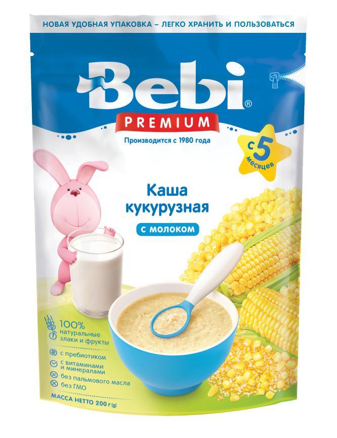 Каша Bebi Premium молочная Кукурузная с 5 мес. , 200 гр., картон