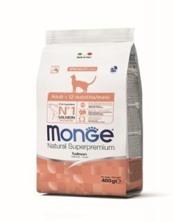 Корм для взрослых кошек сухой Monge Cat с лососем 400 гр., флоу-пак
