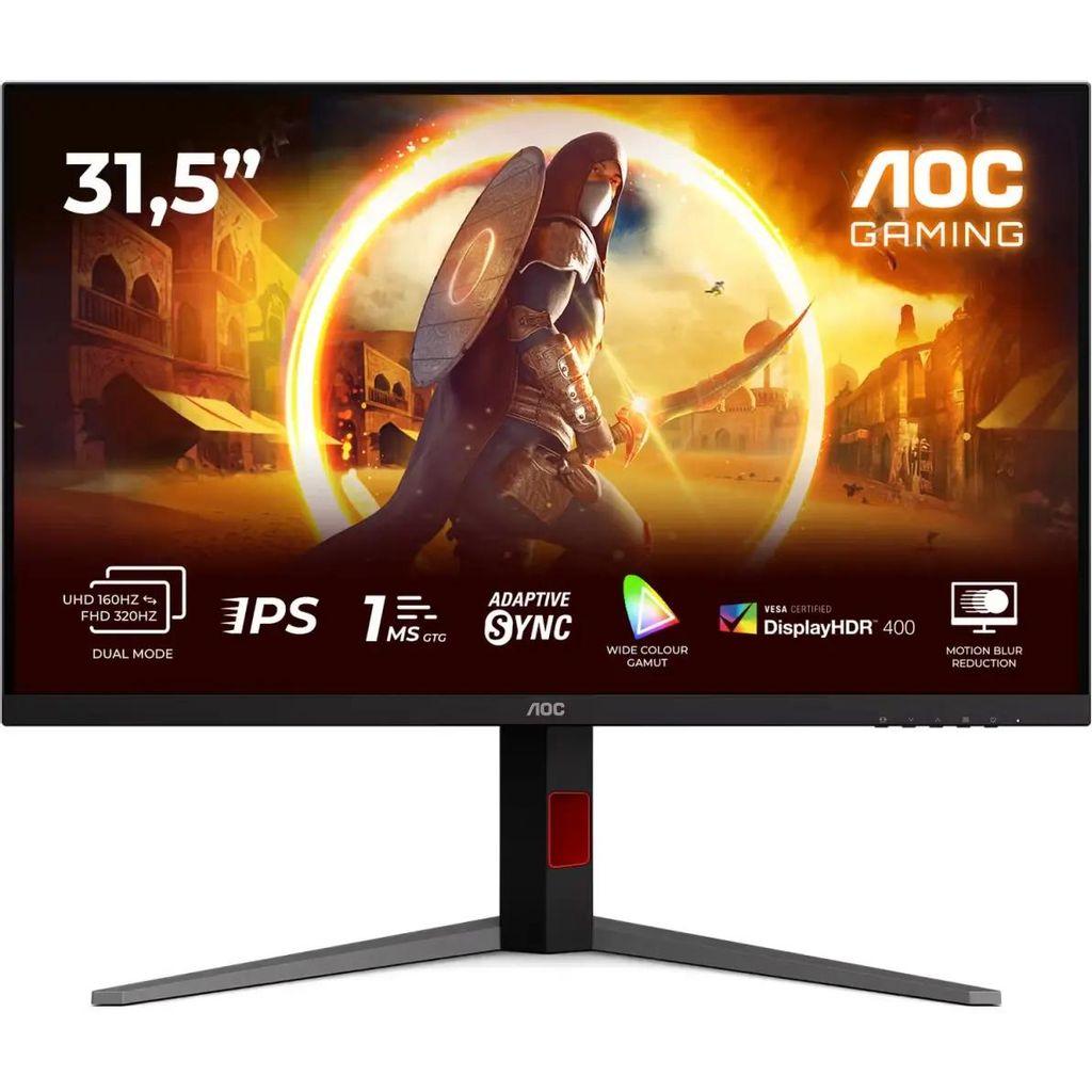 31.5" Монитор AOC Gaming U32G4U, 3840x2160, IPS, 160Гц, 2хHDMI, 1хDP, черный/красный и черный